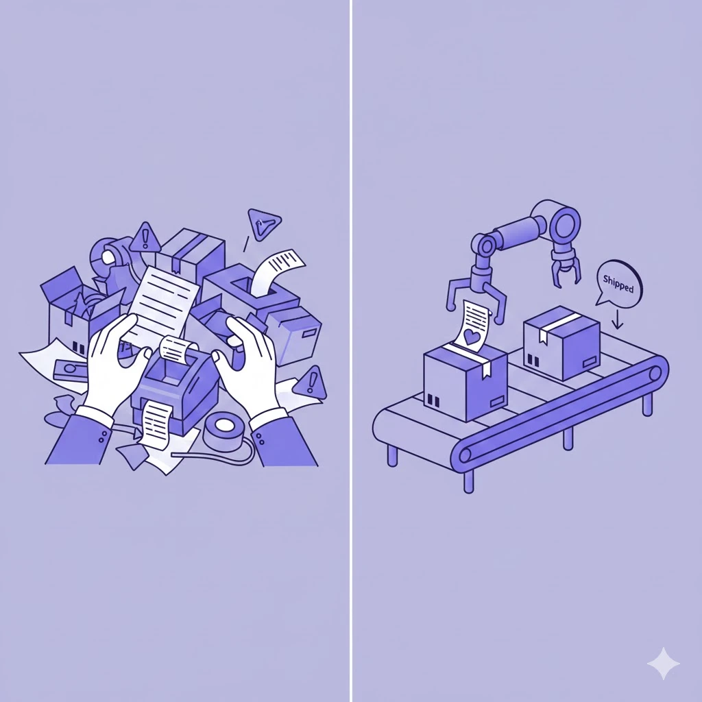 Automatische verzendingen illustratie